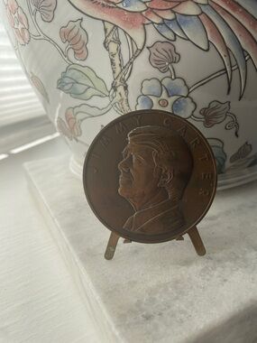 Jimmy Carter Bronze-Tone Commemorative Coin Plaque - Profile Portrait Sculpture